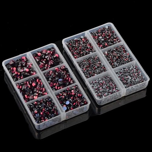 10000Pcs 2-Boxes Mixed Size Hot Fix Round Crystals Gems Glass Stones Hotfix Flat Back Rhinestones with Tweezers and Picking Pencil (Amethyst) - color: Amethyst, size: 2-Box (10000pcs)