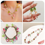 Glass Leaf Beads Crystal Glass Leaf Charms Transparent Leaves Pendants Tiny Green Leaf Bead Caps for Christmas Earring Bracelet Jewelry Making DIY Keychain Craft - color: Colorful-Spring