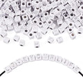 FASHEWELRY 500Pcs White Acrylic Cube Letter Beads 4.5x4.5x4.5mm Silver Alphabet A-Z Spacer Beads for DIY Bracelet Necklace Jewelry Making - color: White Silver-500Pcs, size: 4.5x4.5x4.5mm
