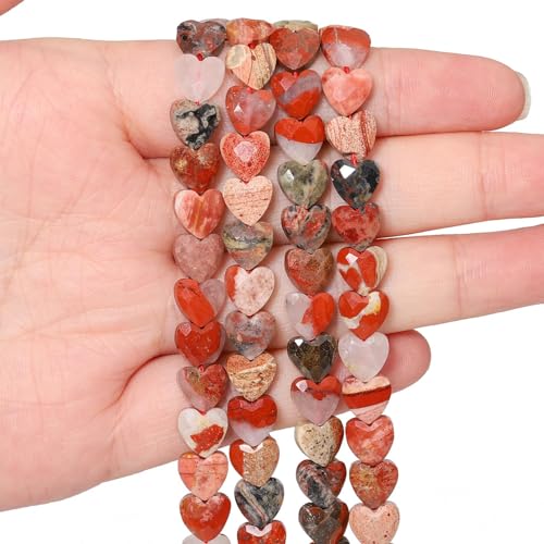 22pcs Faceted Heart Stone Beads Natural Carnelian Bead 8mm Crystals and Healing Stones for Jewelry Making Supplies,Friendship Bracelet Kit,Love Gifts - color: Carnelian