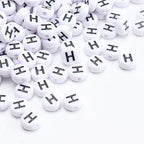 100Pcs Letter Beads 4x7mm White Round Acrylic Alphabet Beads Letter H Beads for Jewelry Making DIY Bracelets Necklaces Key Chains - color: H 100Pcs