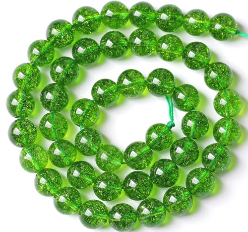 8MM Green Peridot Crystal Quartz Beads Natural Gemstone Beads Round Loose Beads for Jewelry and Bracelets Making 90pcs 2 Strands 32" - color: Green Peridot, size: 8mm