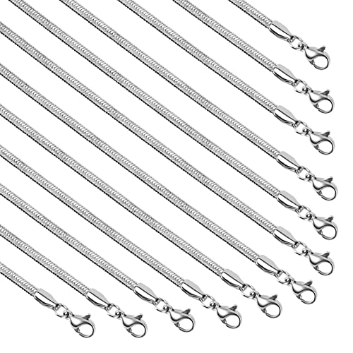 UMAOKANG Silver Stainless Steel Chains for Jewelry Making, 12 Pack 3mm Herringbone Chain Necklace Bulk for Men and Women (18 Inches) - color: Silver Herringbone, size: 18 Inch