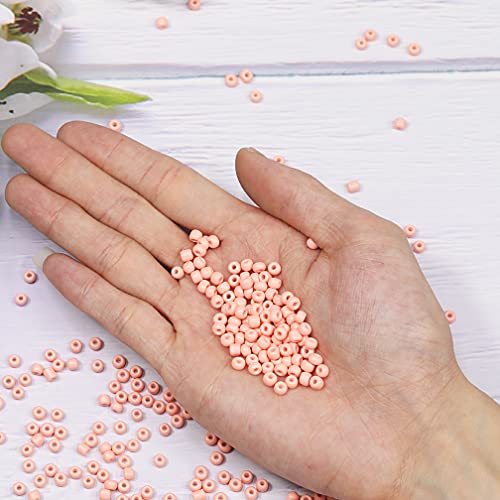 Size 6/0 Crafts Glass Seed Beads 4mm Light Pink Beads for Jewelry Making (Total About 100g About 1200pcs) - color: Light Pink