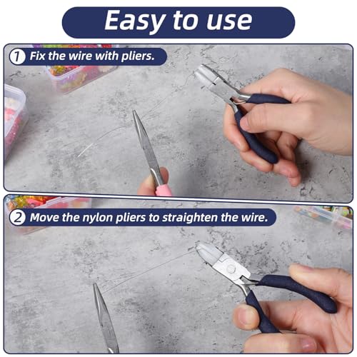 Flat Nose Pliers, Plier for Jewelry Making, Nylon Jaw Pliers, Wire Wrapping Tool with 2 Nylon Replacement Heads and a Screwdriver, Smooth Jaw Plier for Beading, Looping, Shaping, Jewelry Making