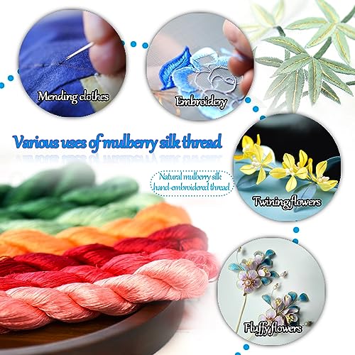 8 Skeins Mulberry Silk Floss Embroidery Thread Floss-Cross Stitch Threads China Silk Woven Jewelry Threads DIY Sewing Kits (07) - color: 07