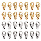 PH PandaHall Pandahall 100Pcs Stainless Steel Lobster Claw Clasps Real 24K Gold Jewelry Lobster Clasp 2 Colors Metal Bracelet Necklace Clasp Closures for Jewelry Making, 9x5x2.5mm