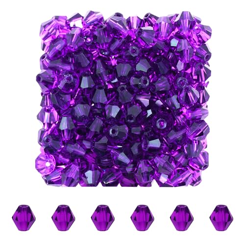 Mandala Crafts Amethyst 8mm Bicone Crystal Beads for Crafts – 200 Loose Faceted Glass Beads for Jewelry Making Spacers, Adult Bracelets, Necklaces, Earrings & Suncatchers - color: Amethyst, size: 8mm Bicone