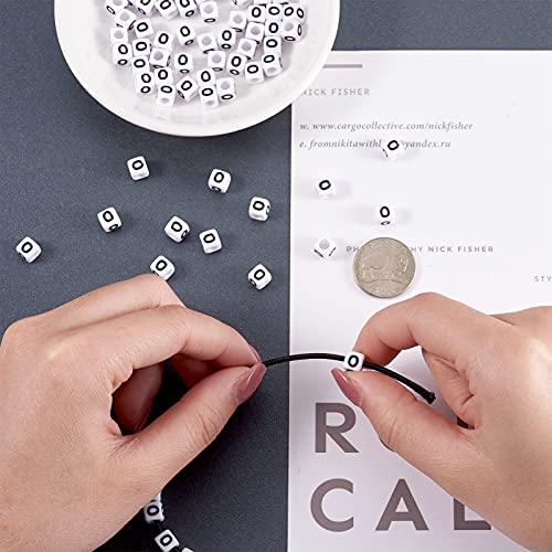 FASHEWELRY 300Pcs Cube White Acrylic Letter Beads 6x6mm Letter O Alphabet Beads for DIY Bracelet Necklace Jewelry Making - color: Letter O, size: 6x6x6mm