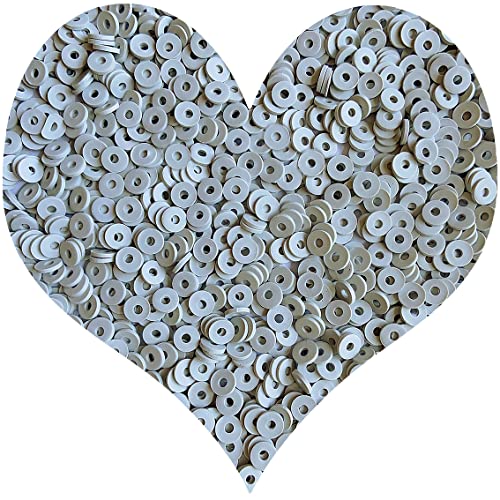 3000Pcs Flat Round Polymer Beads Vinyl Heishi Beads for Jewelry Making Women Necklace Bracelet Earrings(04-Grey) - color: 04-Grey