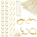 180Pcs No Tarnish Leverback Hooks & Pins for Earring Making, stino Hypoallergenic Stainless Steel Jewerly Findings Supplies, Gold Plated & Silver Kit (Gold) - color: Gold