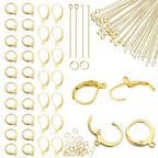 180Pcs No Tarnish Leverback Hooks & Pins for Earring Making, stino Hypoallergenic Stainless Steel Jewerly Findings Supplies, Gold Plated & Silver Kit (Gold) - color: Gold