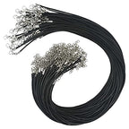 50 Pcs Black Waxed Necklace Cord 2MM Waxed Leather Cord Rope with a Lobster Claw Clasp Necklace Cord Bulk for Jewelry Making Bracelet Chain Necklaces String Jewelry DIY Accessories