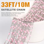 33 Feet Stainless Steel Enamel Chains Bulk, 2mm 304 Stainless Steel Pink Enamel Beaded Cable Link Chain Roll Spool for Jewelry Making - color: Stainless Steel Pink Beads