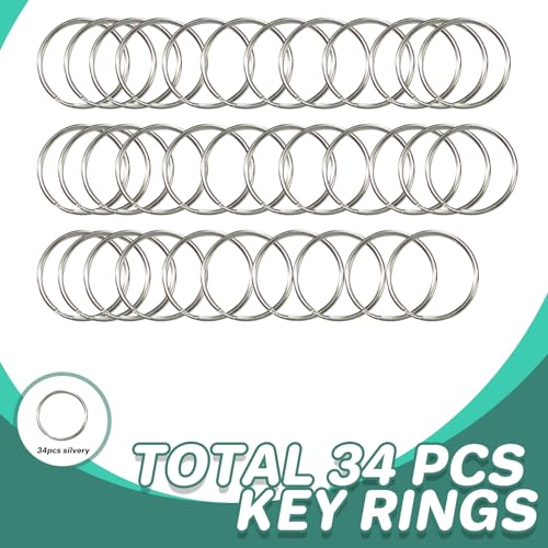 68PCS Swivel Snap Hooks with Key Rings, Metal Lobster Claw Clasp, 34PCS Keychains Clips Hooks and 34PCS Key Chain Rings, Silver - color: silver