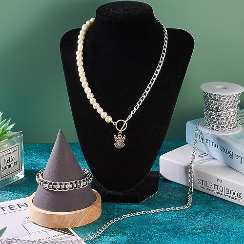 Craftdady 16.4 ft Aluminum Chain 8x5mm Twisted Silver Chain Unwelded Curb Chain Link Necklace Chain for DIY Crafts Bracelet Jewelry Making Pants Chain - color: Silver, 8x5mm