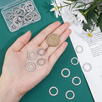 UNICRAFTALE 40pcs 2 Sizes 304 Stainless Steel Connecting Rings with Uneven Pattern Metal Ring with Color Stainless Steel Laser Cutting Connecting Rings Metal Loose Ring for Jewelry Making 15/18mm Long - size: 15/18mm
