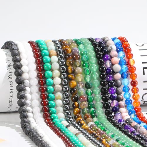Natural Gemstone Round Loose Beads for Jewelry Making DIY Crystal Energy Healing 1 Strand 15" (Amethyst, 4mm (15"/Strand)) - color: Amethyst, size: 4mm (15"/Strand)