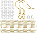 925 Sterling Gold Earring Hooks 120 PCS/60 Pairs, Ear Wires Fish Hooks, Hypo-allergenic Jewelry Findings Parts with 120 PCS Clear Silicone Earring Backs Stoppers - size: 120pcs-Gold