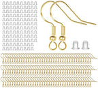 925 Sterling Gold Earring Hooks 120 PCS/60 Pairs, Ear Wires Fish Hooks, Hypo-allergenic Jewelry Findings Parts with 120 PCS Clear Silicone Earring Backs Stoppers - size: 120pcs-Gold