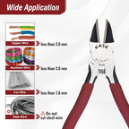 KATA 6-Inch Flush Cut Wire Cutters, Heavy Duty Side Cutter Pliers with Safety Cap, Sharp Snips for Crafting, Zip Ties, Floral Wire, Electrical, Jewelry, Chicken Wire, Artificial Flowers, 2 Pack - color: 2 Pack 6 Inch Red