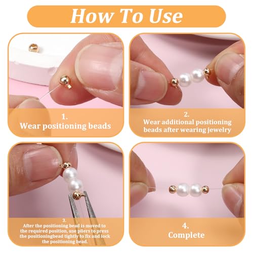 60 Pcs Crimp Beads Stopper for Bracelets, Crimp Beads for Jewelry Making 3 mm Round Positioning Spacer Bead Positioning Spacer Bead for Jewelry Making Gold Silver MetalBead