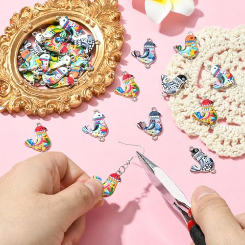 DanLingJewelry 50Pcs Random Bird Links Enamel Animal Connector Colorful Flying Animal Bird Dangle Charms for DIY Craft Jewelry Making - color: 50pcs - Bird - Random