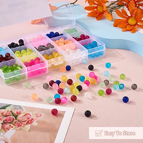 KISSITTY 1500pcs 4mm Frosted Round Crystal Beads Glass Spacer Beads 15 Colors for Bracelets Necklace DIY Jewelry Making