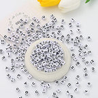 7 * 7mm Black and White Acrylic Square Letter Beads White Cube Alphabet Beads Black Letter A-Z Mixed Plastic Loose Beads for Friendship Jewelry Making DIY Crafts Birthday Gifts - color: white-black(7mm)
