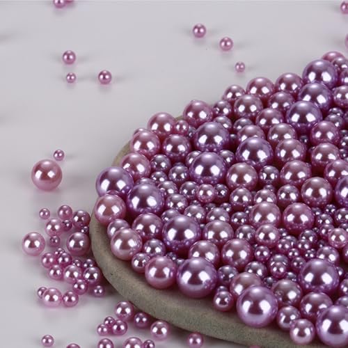 1000PCS Assorted Pearls - No Hole, 3-10mm Round Craft Pearls for Vase Fillers, DIY, Weddings & Home Decoration - color: Pink