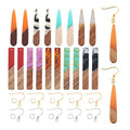 FASHEWELRY 18Pcs Wood Resin Earrings Charms Long Drop & Bar Shape Wooden Earring Blanks Earring Findings for Earrings Jewelry Making Kit with 120Pcs Earring Hooks & Jump Rings - color: 0Long Drop & Bar