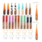 FASHEWELRY 18Pcs Wood Resin Earrings Charms Long Drop & Bar Shape Wooden Earring Blanks Earring Findings for Earrings Jewelry Making Kit with 120Pcs Earring Hooks & Jump Rings - color: 0Long Drop & Bar