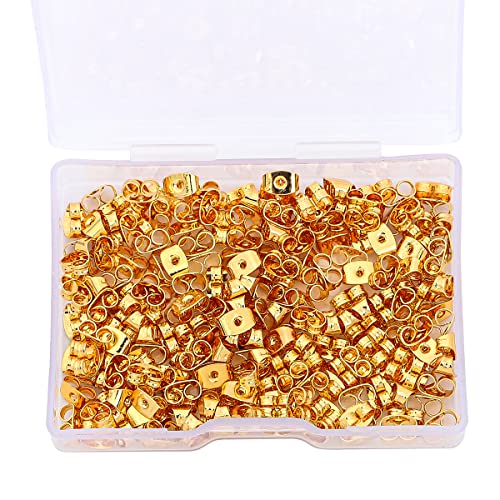 BEADIA 18K Gold Plated Butterfly Earring Backstops 4x6mm 200pcs for Replacement DIY Jewelry Making Findings - size: Butterfly Backstops 4x6mm