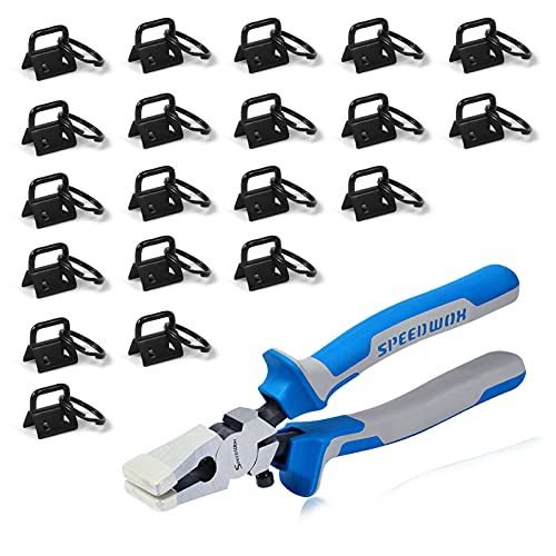 SPEEDWOX 20 Pcs 0.8" Dark Black Key Fob Hardware Set with Pliers, 8 Inch Glass Breaking Pliers with Rubber Tips TPR Handles, for Wristlet Keychain Key Lanyard Making - size: 0.8" Dark Black