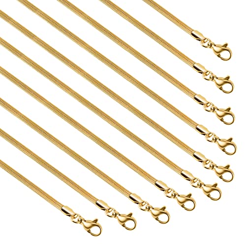 UMAOKANG Gold Plated Jewelry Chain, Dainty 3mm Herringbone Chain for Jewelry Making Men and Women Necklace Choker Chains Bulk (10pcs, 18 inch) - color: Gold Herringbone, size: 18 Inch