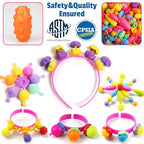 FUNZBO 850pcs Pop Beads - Jewelry Making Kit for 3 4 5 6 7 8 Year Old Little Girls, Arts and Crafts Toys for Kids, Necklace Bracelet Ring Hairband Creativity Snap Set, Birthday Gifts for Kids - size: X-Large