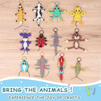 Eenua Pony Beads Keychain Kit for Kids DIY Bead Pets Craft Set with 12 Animal Keychains 2 Heart Shaped Boxes Creative Art Craft for Beginners