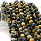 ABCGEMS 2-Tone Namibian Blue Tigers Eye Beads (Gorgeous Silky Lusture- Beautiful Matrix) Jewelry Making Craft Smooth Round 8mm