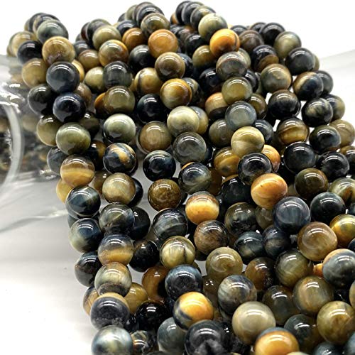 ABCGEMS 2-Tone Namibian Blue Tigers Eye Beads (Gorgeous Silky Lusture- Beautiful Matrix) Jewelry Making Craft Smooth Round 8mm