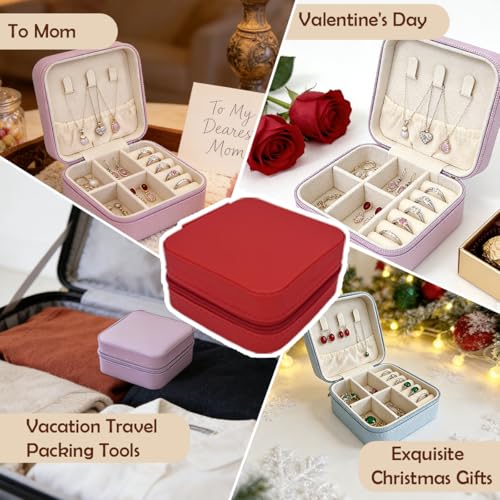 24 Pcs Travel Jewelry Box,Portable Mini Leather Jewelry Case Organizer without getting tangled together for Earrings,12 Colors