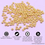 200Pcs 3mm Gold Flat Spacer Beads 18K Gold Plated Loose Beads for Jewelry Making DIY Bracelet Necklace Earring - size: 3mm