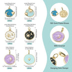 Craftdady Golden Plated Enamel Pendants White Oval Flat Round Dangle Charms for DIY Earrings Necklace Bracelet Making - color: Mixed Color-6 Styles