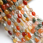 HAAMIIQII Natural Mixed Rutilated Quartz Pebble Stone 5-8mm Small Irregular Freeform Tumbled Loose Gemstone Beads for Jewelry Making Strand 15 Inch (45-50pcs) - color: Mixed Rutilated Quartz