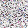 500PCS 4x7mm Acrylic Letter Beads L for Friendship Bracelets Jewelry Making, White Round Flat Acrylic with Colourful Alphabet Beads for DIY Crafts Bracelets Necklaces Key Chains Phone Lanyard - color: L(colourful on white)