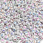 500PCS 4x7mm Acrylic Letter Beads L for Friendship Bracelets Jewelry Making, White Round Flat Acrylic with Colourful Alphabet Beads for DIY Crafts Bracelets Necklaces Key Chains Phone Lanyard - color: L(colourful on white)