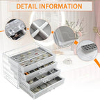 Weiai Acrylic Jewelry Organizer, Clear Jewelry Box with 4 Drawers, Jewelry Case Storage for Women (Gray) - color: Gray
