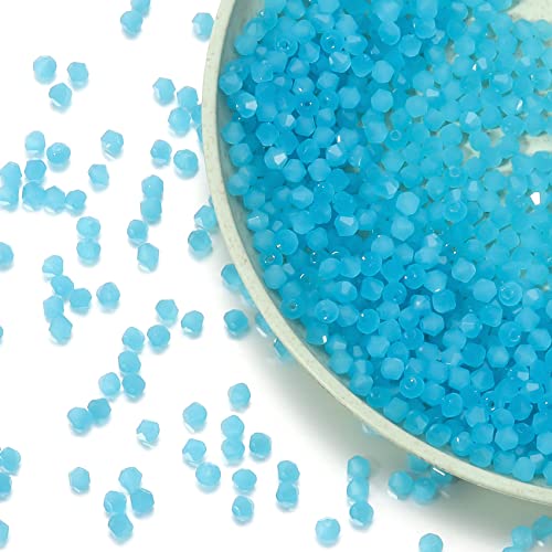 1000pcs Crystal Glass Beads 4mm Bulk Faceted Bicone Spacer Beads for DIY Jewelry Making - color: lake blue, size: 4mm
