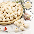 THYSSEN 500pcs 20mm Wood Beads Crafts Natural Round Unfinished Loose Beads are Used to Make DIY Wooden Beads Garlands, Home Decoration