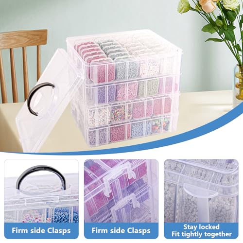 VTG Bead Organizer Box, 112 Pcs Small Organizers, 3-Tier Bead Storage Containers Portable Organizer and Storage Box Stackable Plastic Cases for Bracelet Making DIY Jewelry Nail Charms - style: 4 Tier