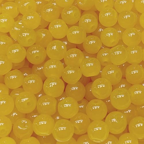 200PCS Glass Beads 8mm Glass Beads for Bracelets Necklaces Jewelry Making DIY Crafts (Pure Yellow) - color: Pure Yellow